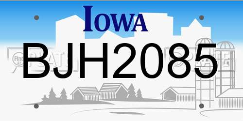 BJH2085 Iowa License Plate
