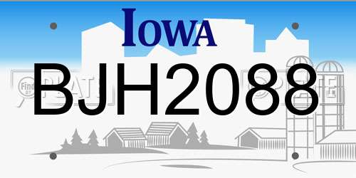 BJH2088 Iowa License Plate