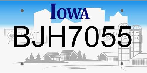 BJH7055 Iowa License Plate