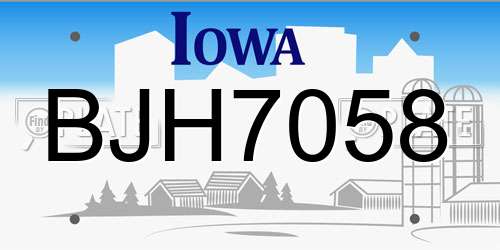 BJH7058 Iowa License Plate
