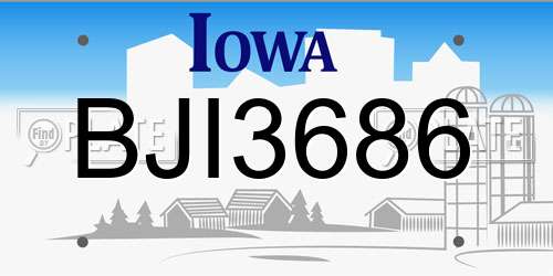 BJI3686 Iowa License Plate