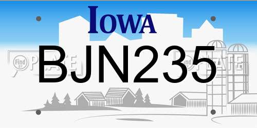 BJN235 Iowa License Plate