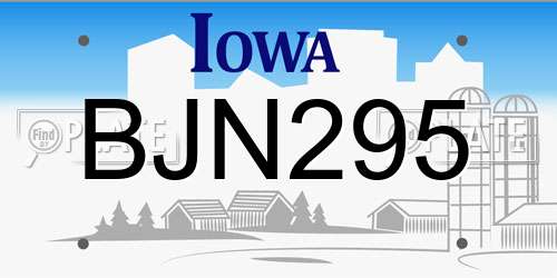 BJN295 Iowa License Plate
