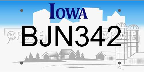 BJN342 Iowa License Plate