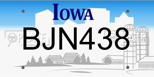 BJN438 Iowa License Plate