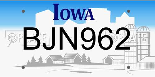 BJN962 Iowa License Plate