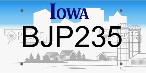 BJP235 Iowa License Plate