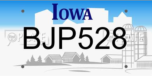 BJP528 Iowa License Plate