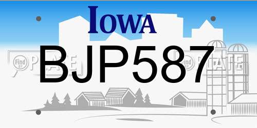 BJP587 Iowa License Plate
