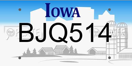 BJQ514 Iowa License Plate