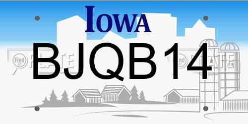 BJQB14 Iowa License Plate