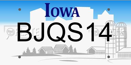 BJQS14 Iowa License Plate