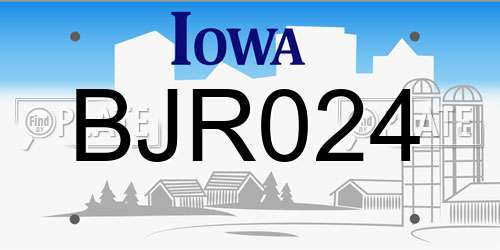 BJR024 Iowa License Plate