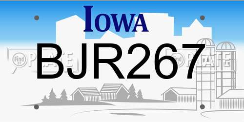 BJR267 Iowa License Plate