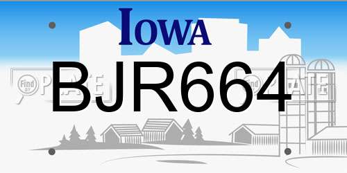 BJR664 Iowa License Plate