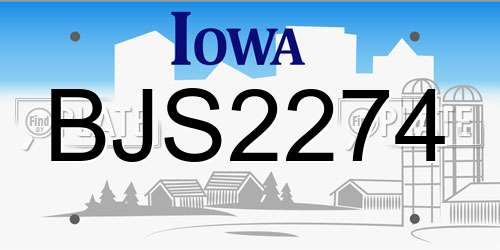 BJS2274 Iowa License Plate
