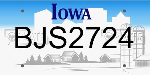 BJS2724 Iowa License Plate