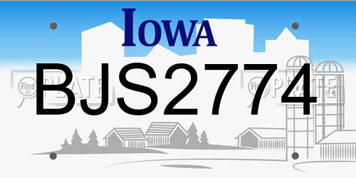 BJS2774 Iowa License Plate