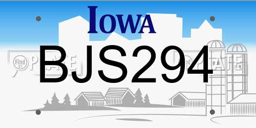 BJS294 Iowa License Plate