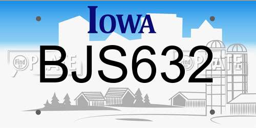 BJS632 Iowa License Plate