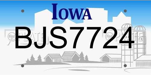 BJS7724 Iowa License Plate
