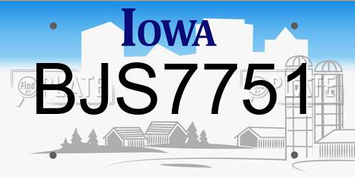 BJS7751 Iowa License Plate