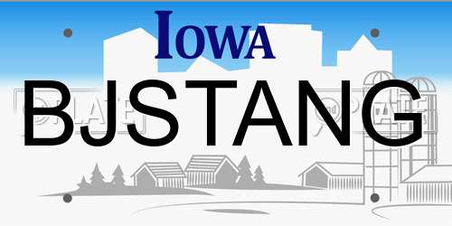 BJSTANG Iowa License Plate