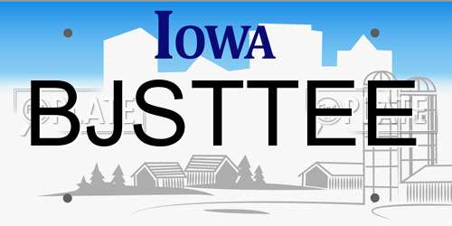 BJSTTEE Iowa License Plate