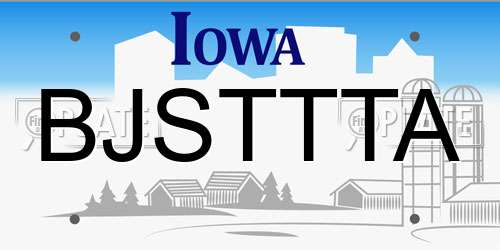 BJSTTTA Iowa License Plate