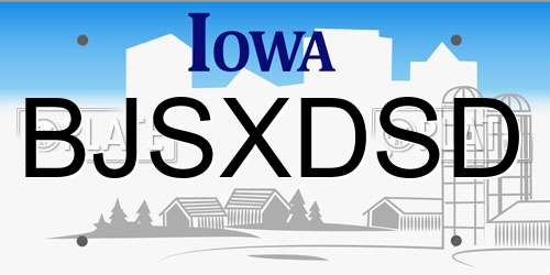 BJSXDSD Iowa License Plate