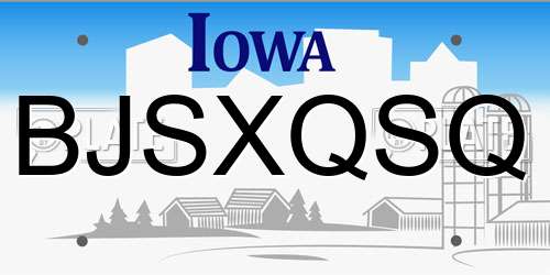 BJSXQSQ Iowa License Plate