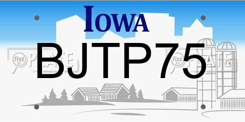 BJTP75 Iowa License Plate