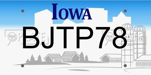 BJTP78 Iowa License Plate