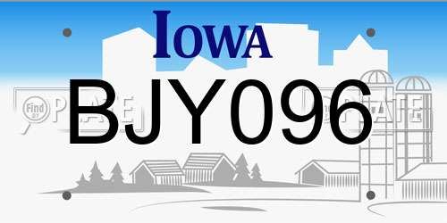 BJY096 Iowa License Plate