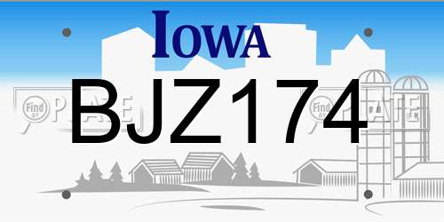 BJZ174 Iowa License Plate
