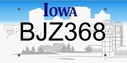 BJZ368 Iowa License Plate