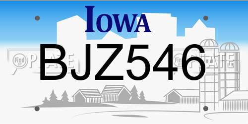BJZ546 Iowa License Plate