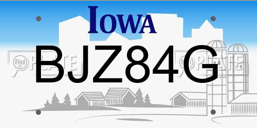 BJZ84G Iowa License Plate
