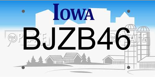 BJZB46 Iowa License Plate