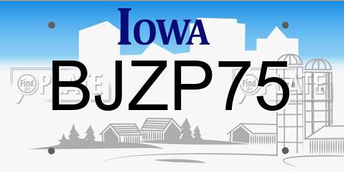 BJZP75 Iowa License Plate