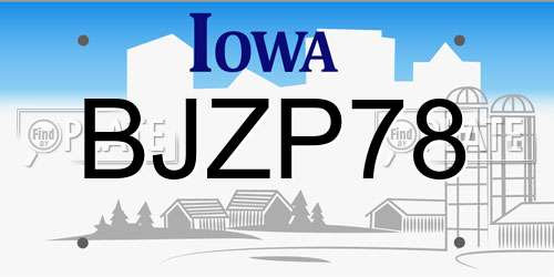 BJZP78 Iowa License Plate