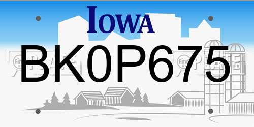 BK0P675 Iowa License Plate