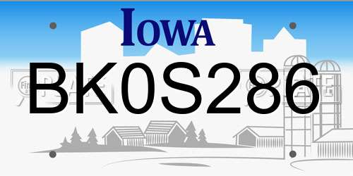 BK0S286 Iowa License Plate