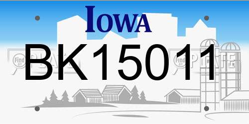 BK15011 Iowa License Plate