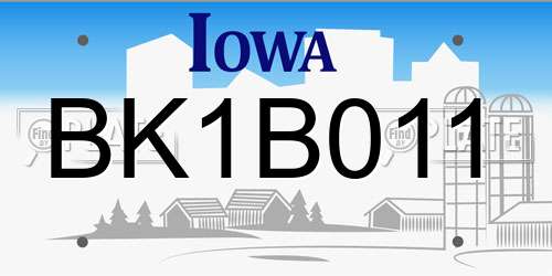 BK1B011 Iowa License Plate