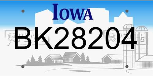 BK28204 Iowa License Plate