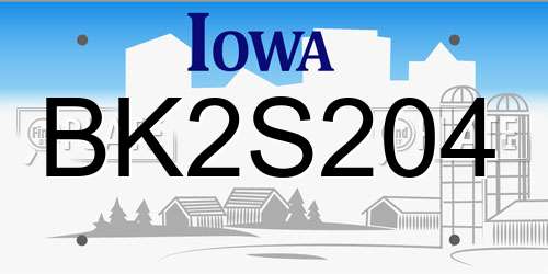 BK2S204 Iowa License Plate