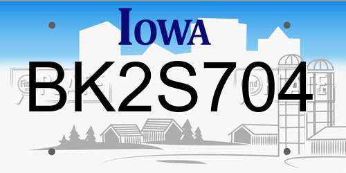 BK2S704 Iowa License Plate