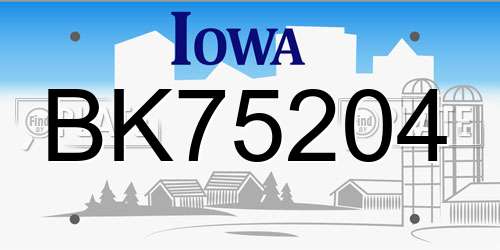 BK75204 Iowa License Plate