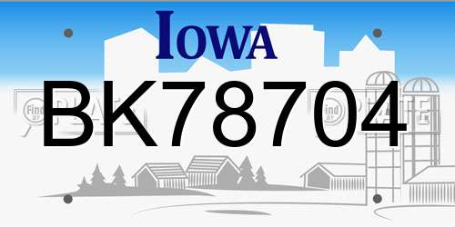 BK78704 Iowa License Plate